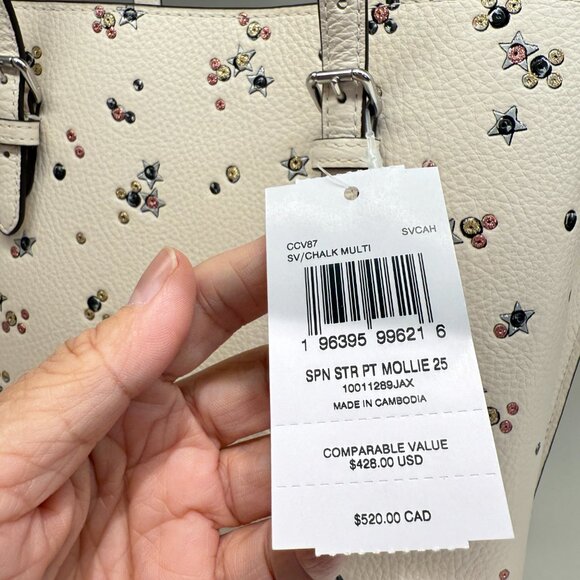 Coach Mollie Tote Bag 25 With Star Print CCV87 - Picture 3 of 8